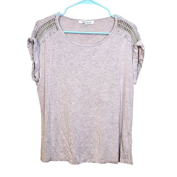 Rose + Olive Size Medium M Light Heathered Purple Pink Metal Embellished Soft - Picture 1 of 9